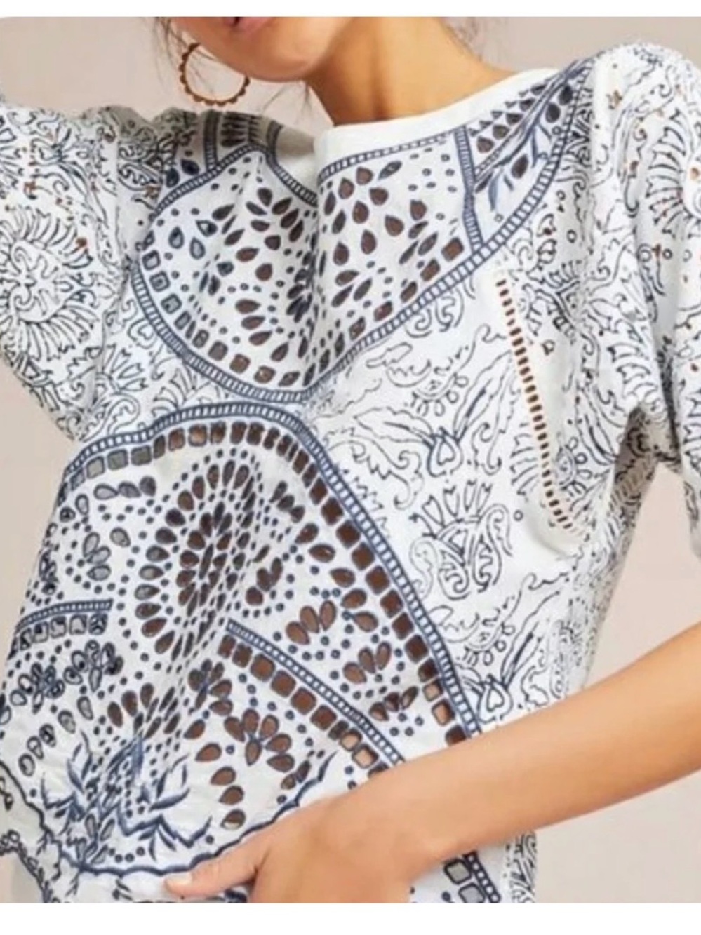 Embroidered dolman sleeve top